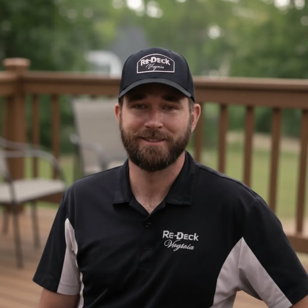 David Austin, founder of ReDeck Virginia, standing on a deck